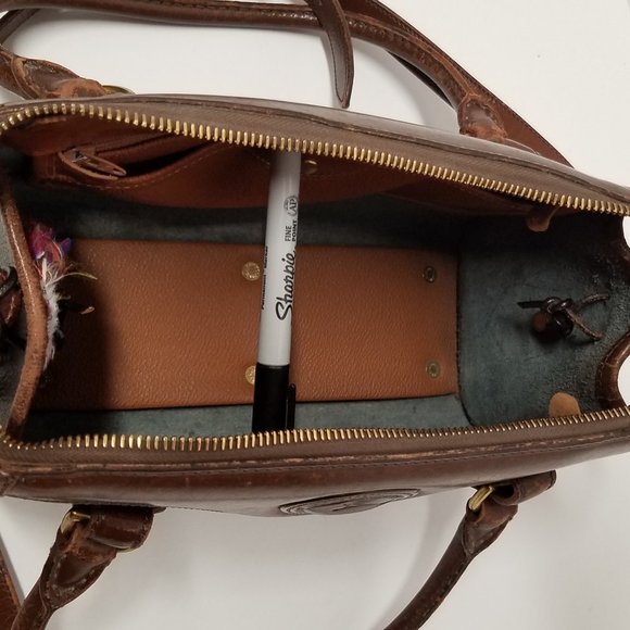 Dooney & Bourke Black & Burnt Cedar Leather Satchel - Vintage - Picture 13 of 16